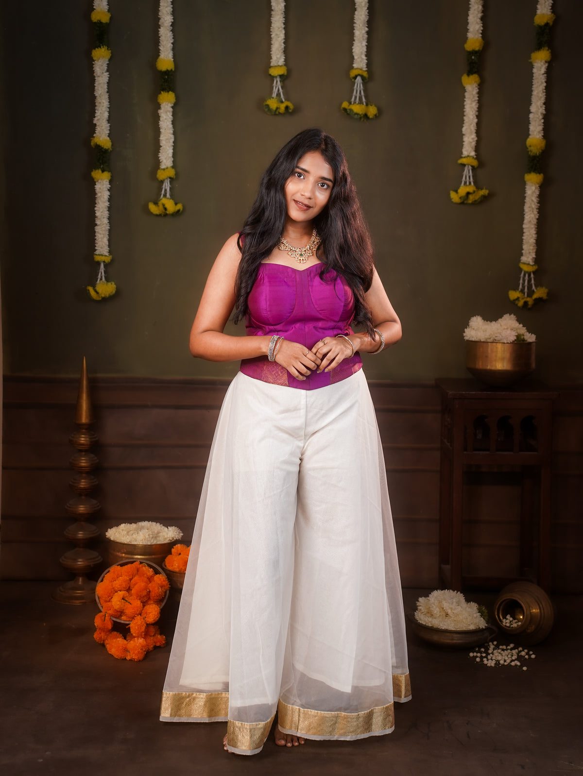Festive Corsets with cream pant sleeveless