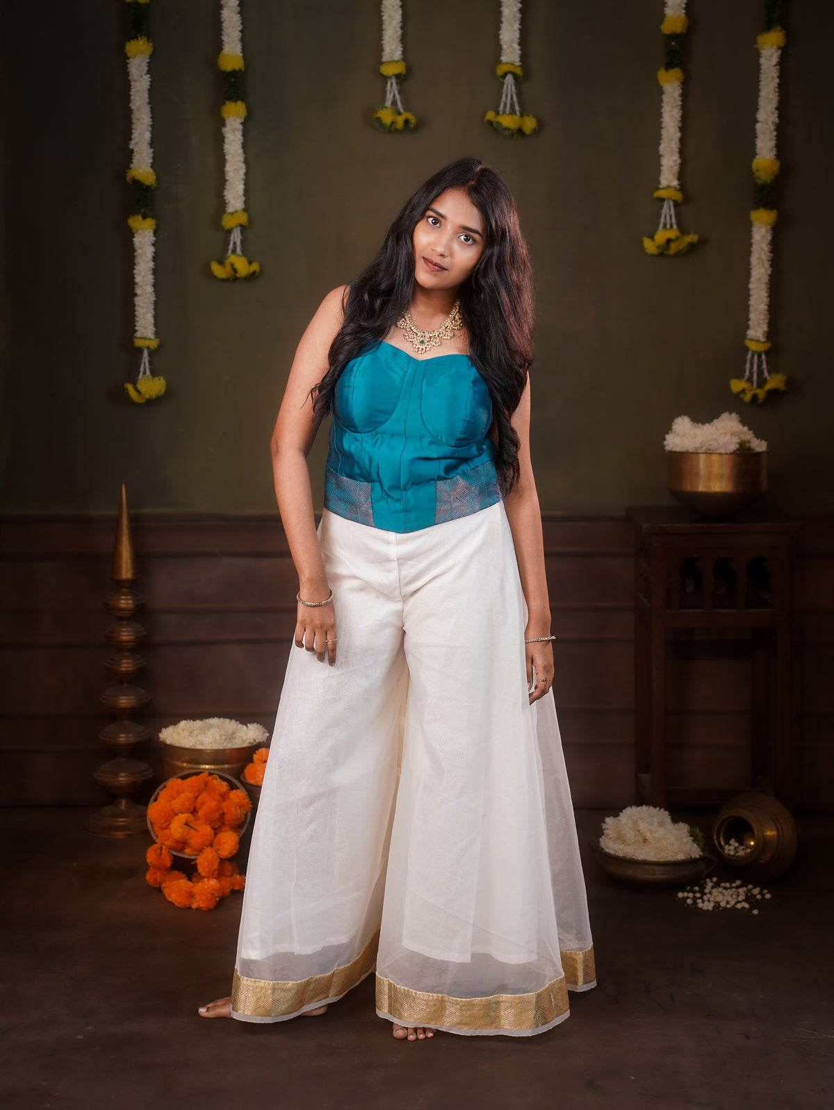 Festive Corsets with cream pant sleeveless