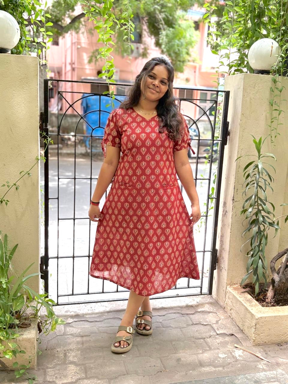 Jaipur A line Dress Deep Maroon