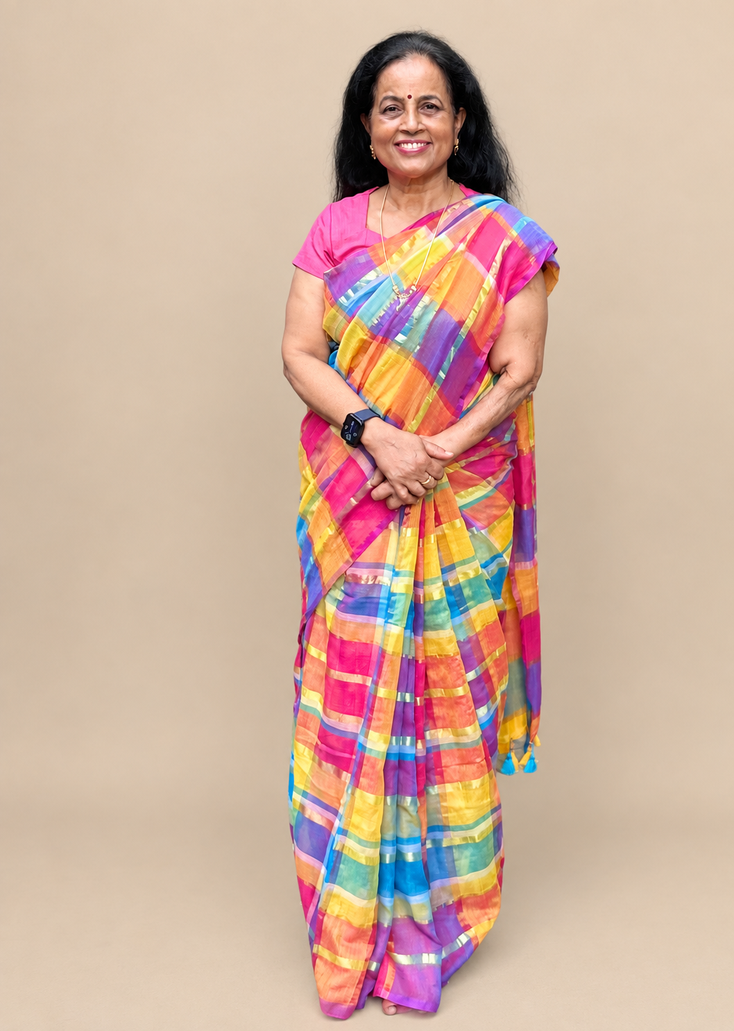 Madras Check  Palum  Pazhamum Saree