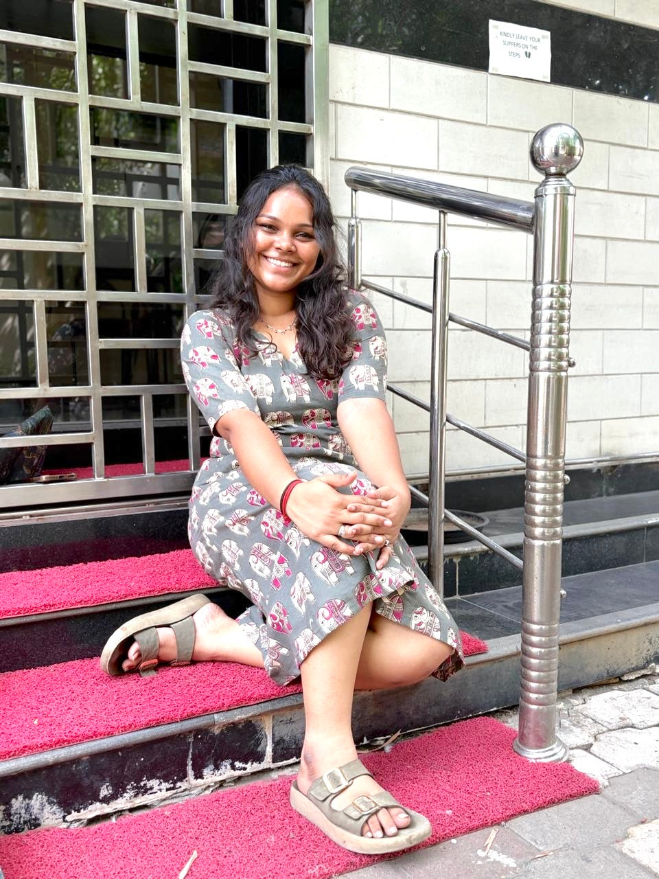 Jaipur A line Dress Gray and Brown