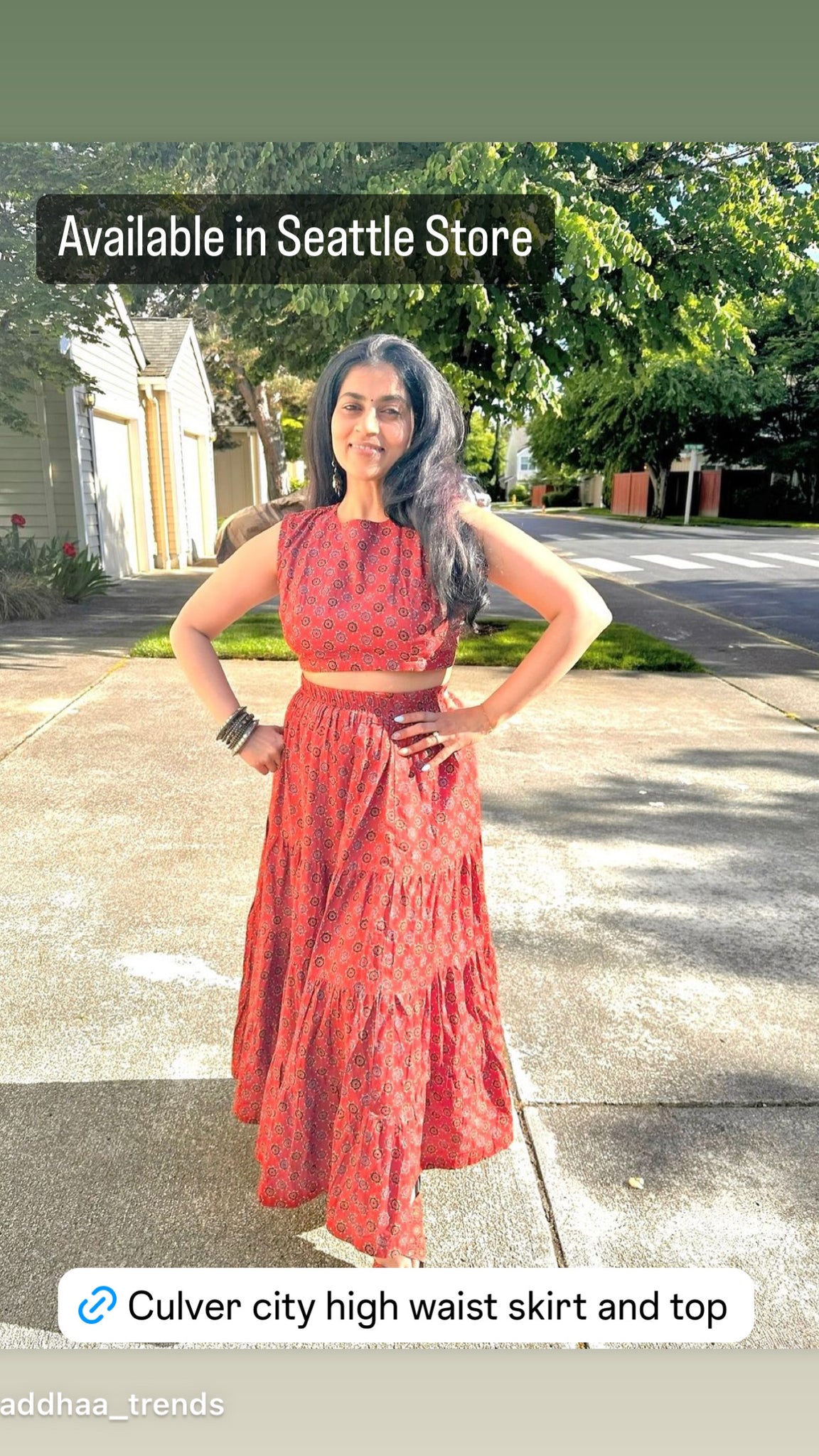 Culver City Coords Set High waist Skirt and top Red - Seattle Store