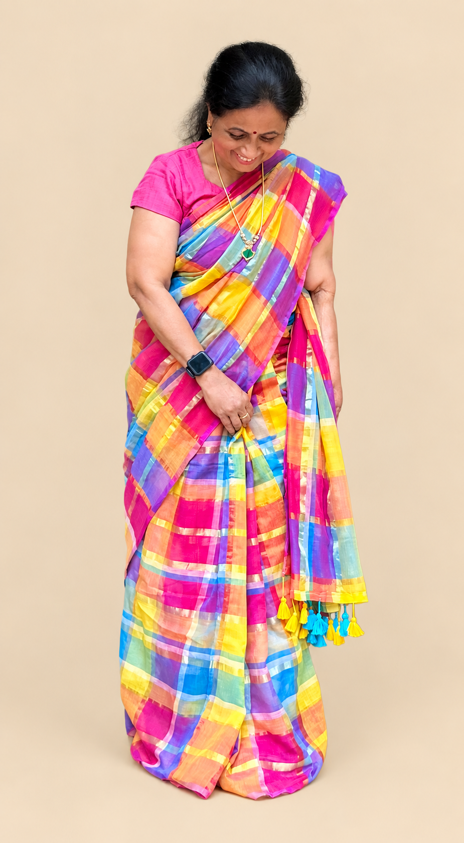 Madras Check  Palum  Pazhamum Saree