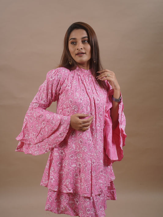 Romanian Ruffle sleeve Mini Dress