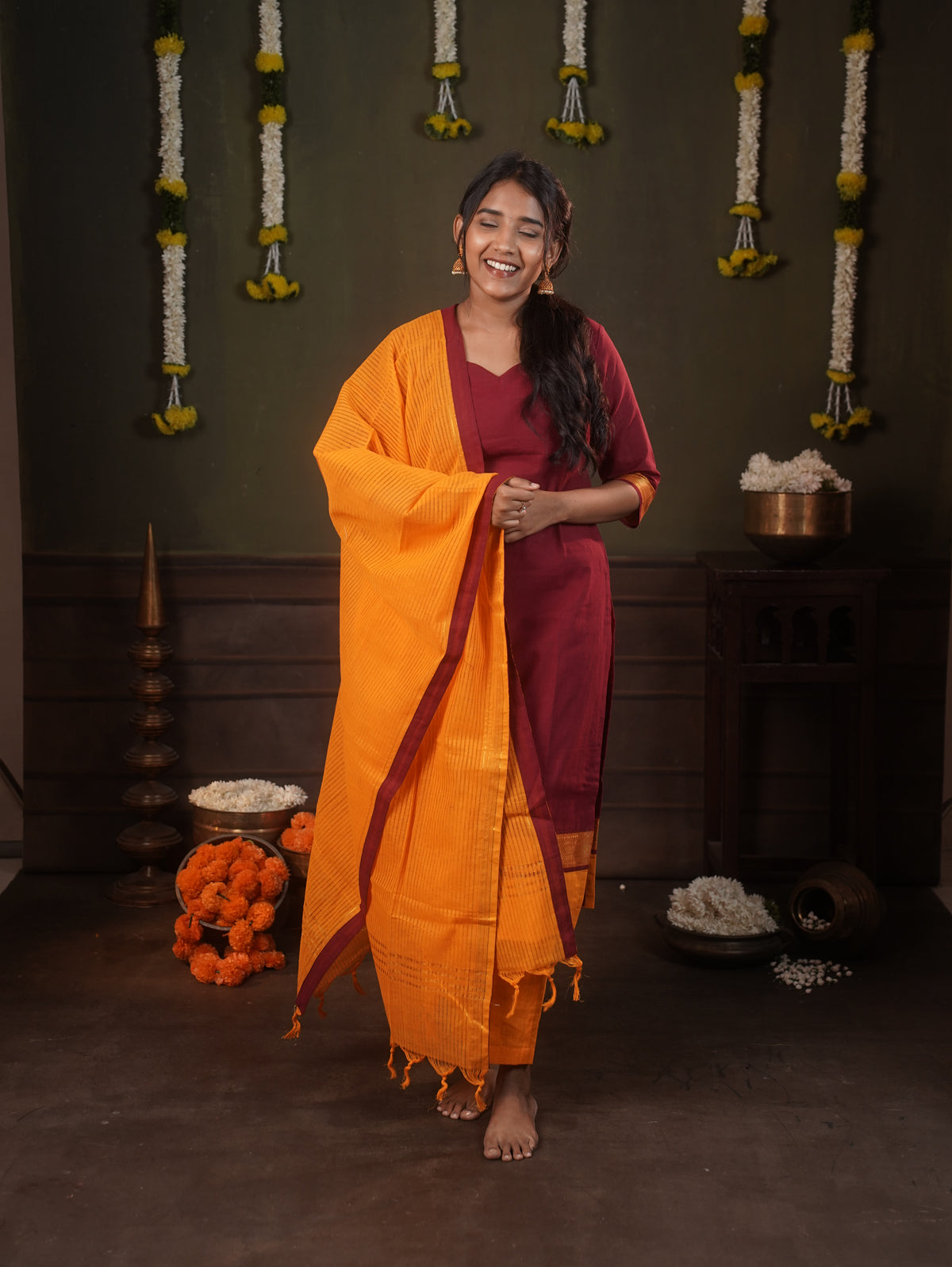 Mangalagiri Sweet Heart Neck 3 piece set