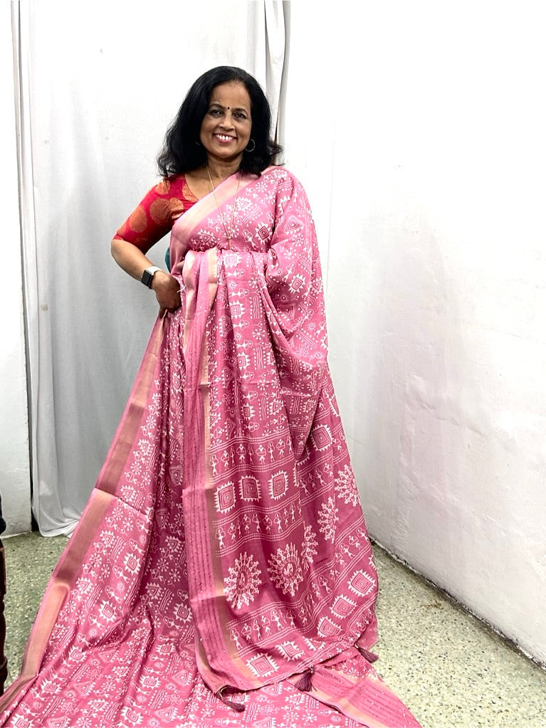 Nira Semi Tusser Silk Saree Maroon