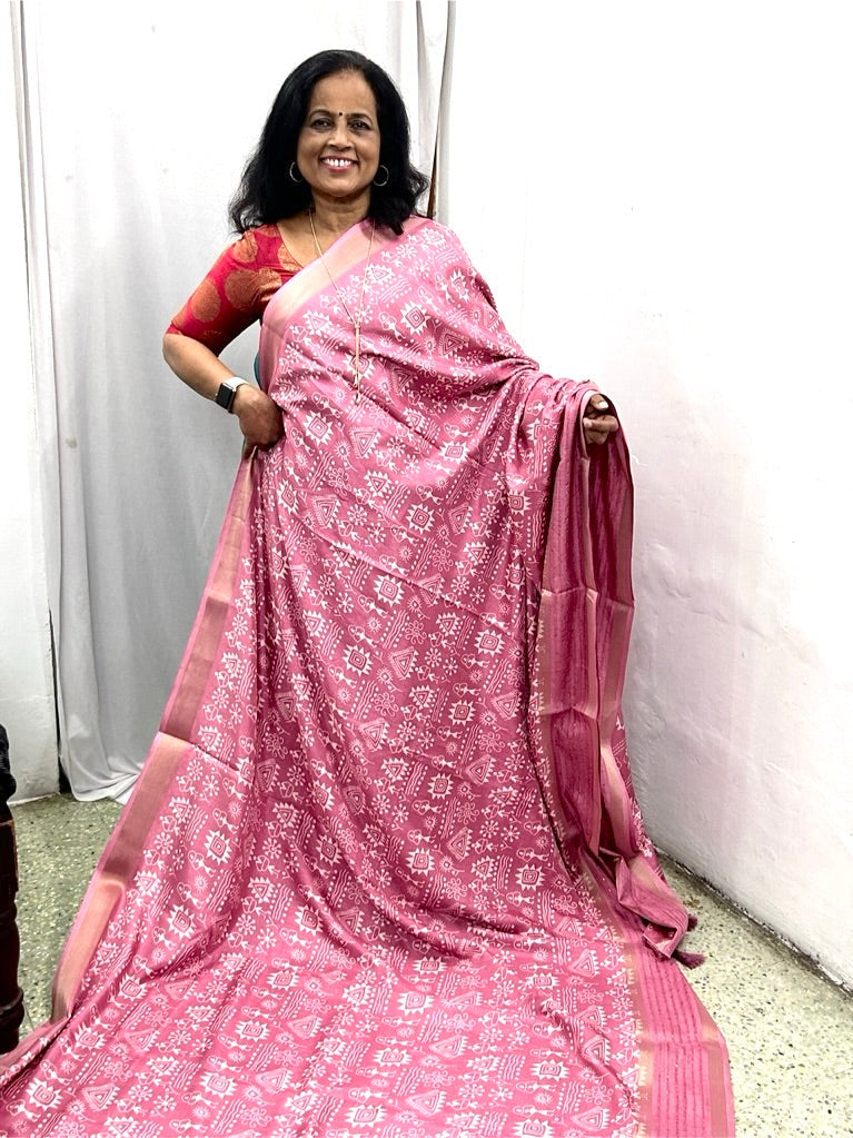 Nira Semi Tusser Silk Saree Maroon