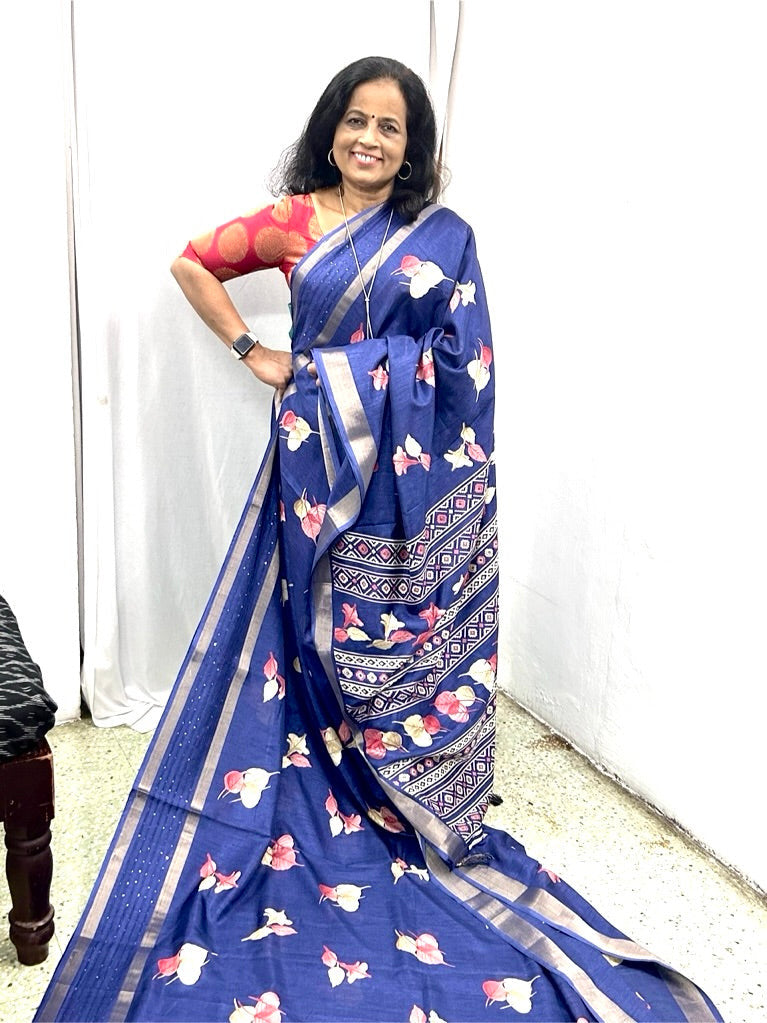 Nira Semi Tusser Silk Saree Maroon