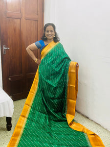 Padmavati Bhandhani Print Saree Green