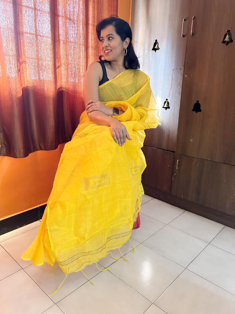 Silk Cotton Saree with Sequin lines II