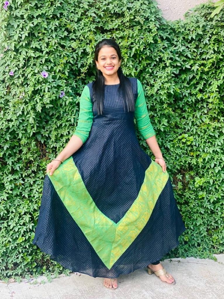 Madurai Sungudi Dress - Yellow Red