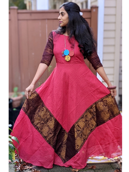 Madurai Sungudi Maxi Dress - Pink