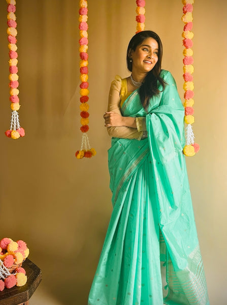 Samhita Silk Cotton Saree Turquoise