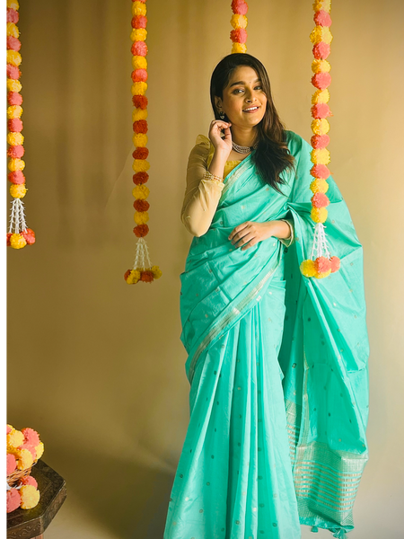 Samhita Silk Cotton Saree Turquoise