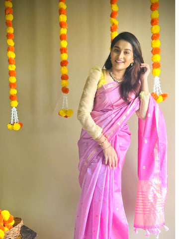 Samhitan Silk Cotton Saree - Pink