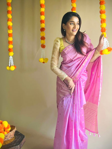 Samhitan Silk Cotton Saree - Pink