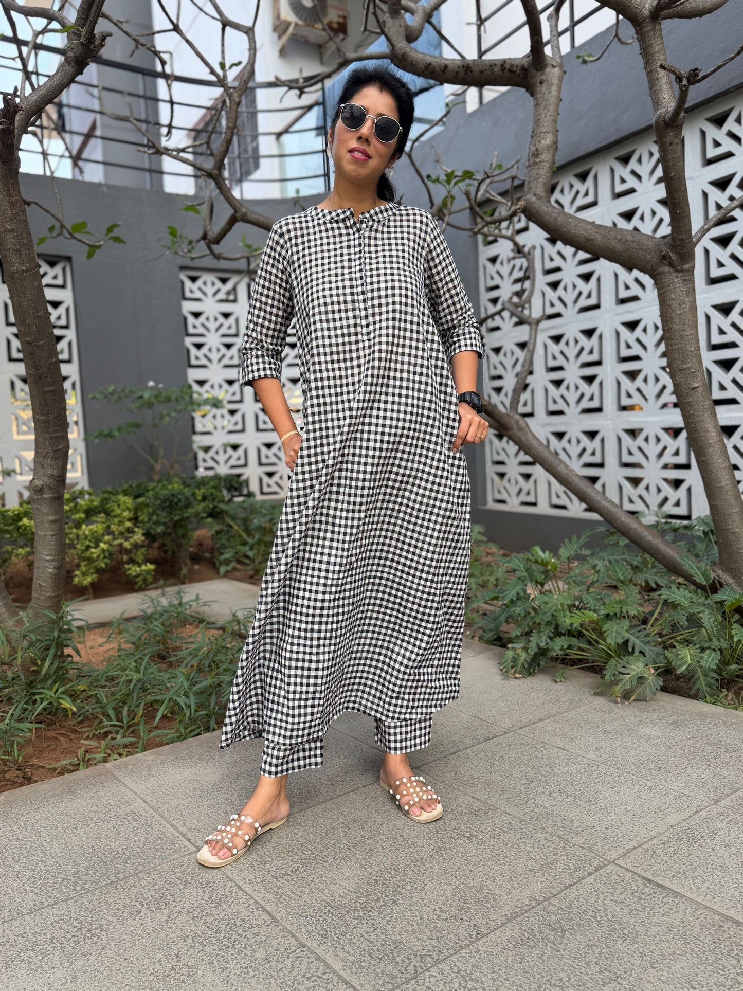 Chennai Check Coords Set oversize top and straight Pant