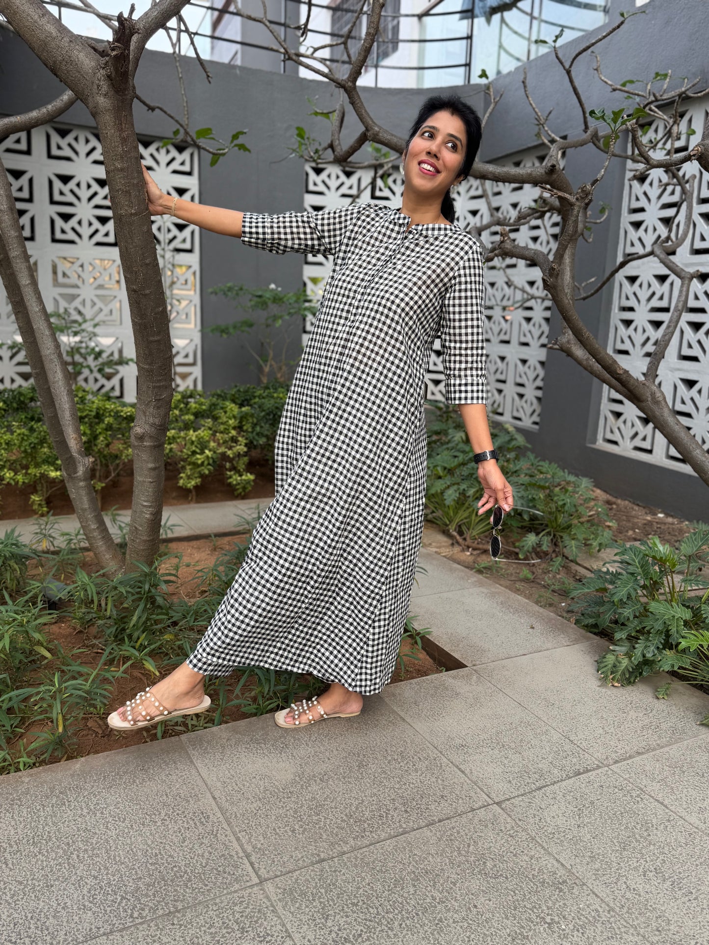 Chennai Check Coords Set oversize top and straight Pant