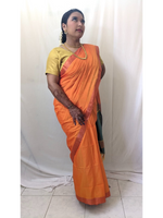 Ahaana Orange Soft Silk Saree with Light blue Blouse