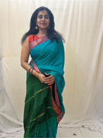 Ahana Semi Soft Silk Saree Anandha Blue Saree Green Blouse