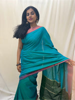 Ahana Soft Silk Saree Anandha Blue Saree Green Blouse