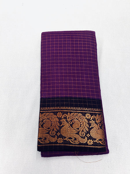 Zari Check Sungudi Saree Purple
