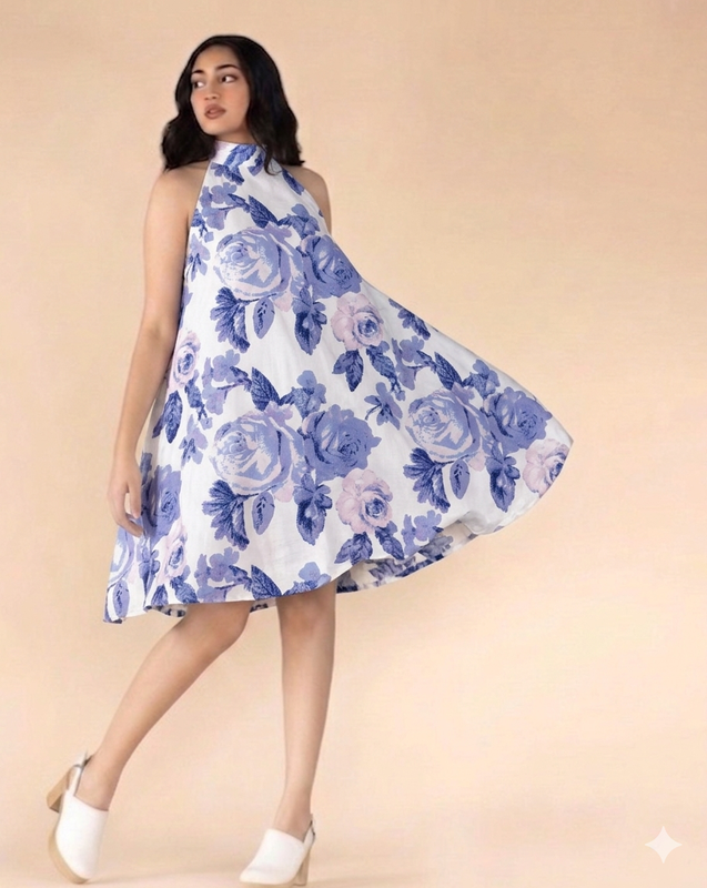 The Valencia Cotton Halter Neck Knee Length