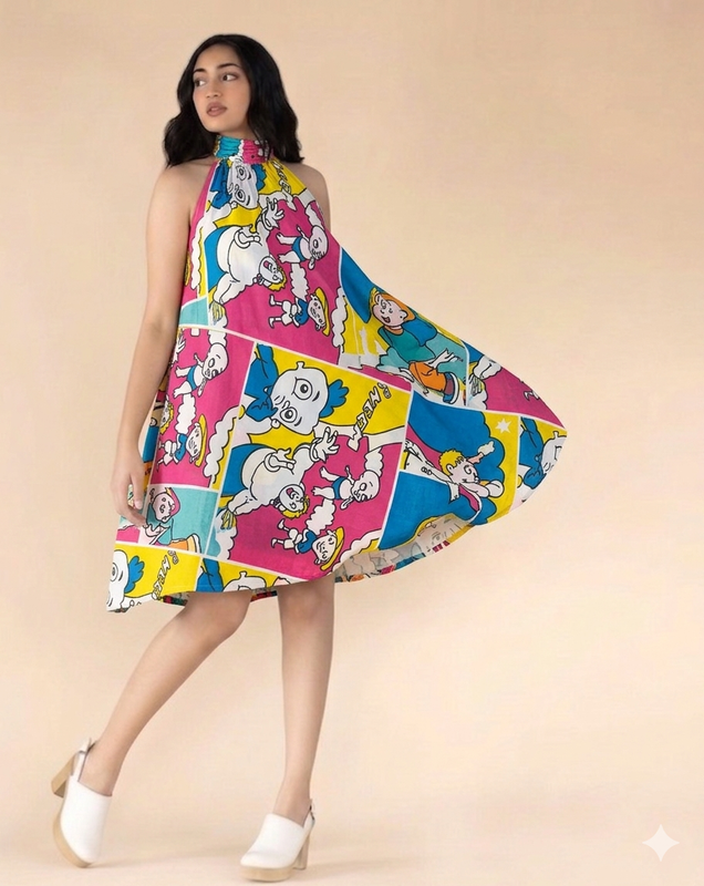 The Valencia Cotton Halter Neck Knee Length