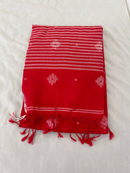 Amrutha soft cotton saree Red - Seattle Store