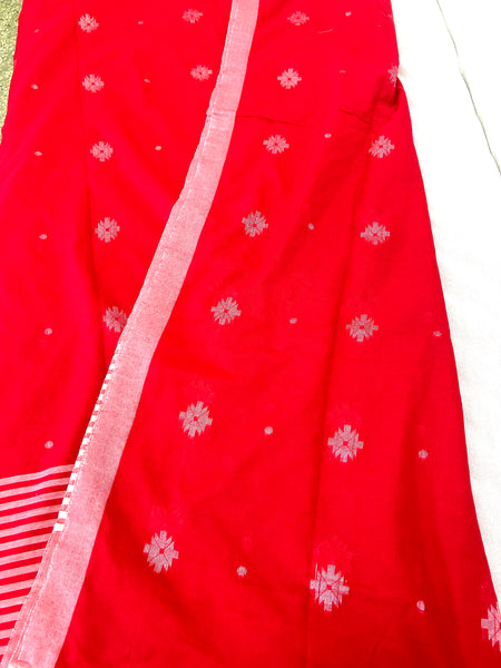 Amrutha soft cotton saree Red - Seattle Store