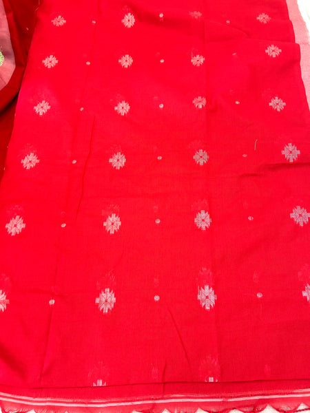 Amrutha soft cotton saree Red - Seattle Store