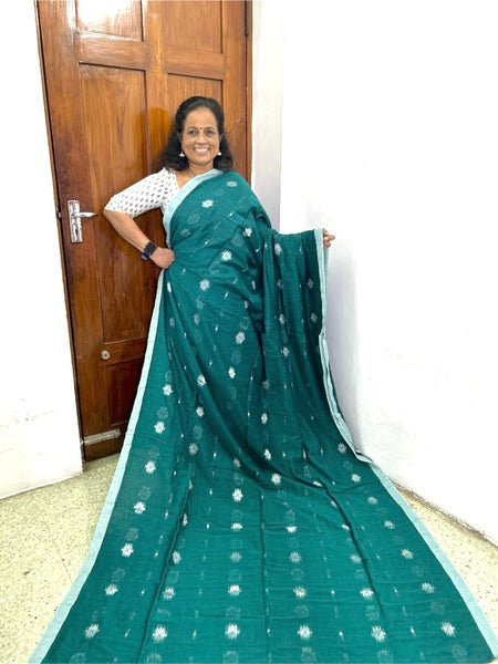 Amrutha Soft Cotton Saree Peacock Green