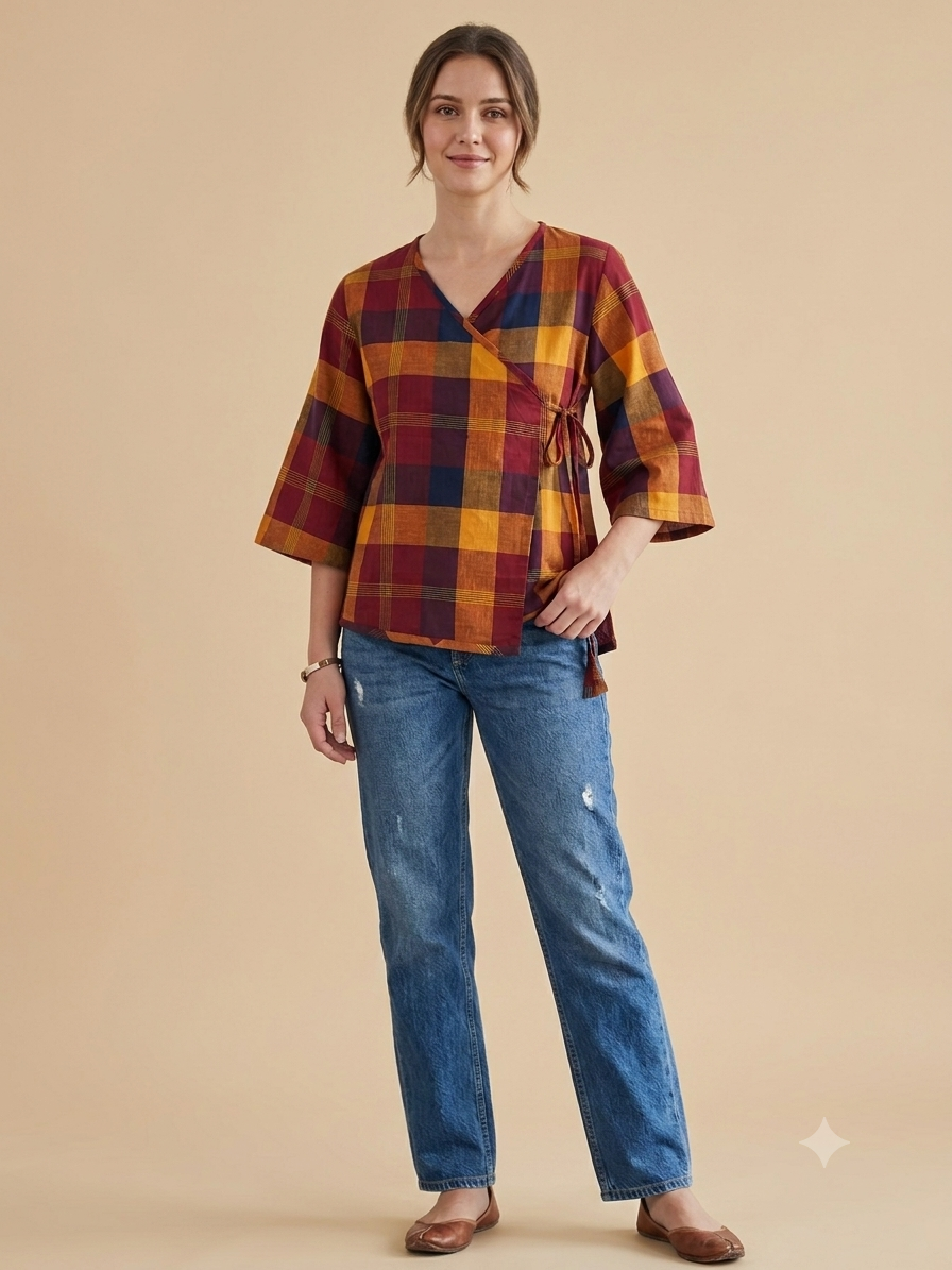 Chennai Multicolor Checkered  Blouse or Top