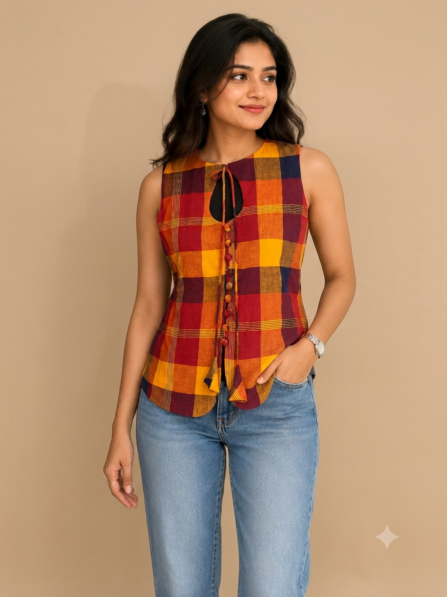 Chennai Multicolor Checkered  Blouse or Top