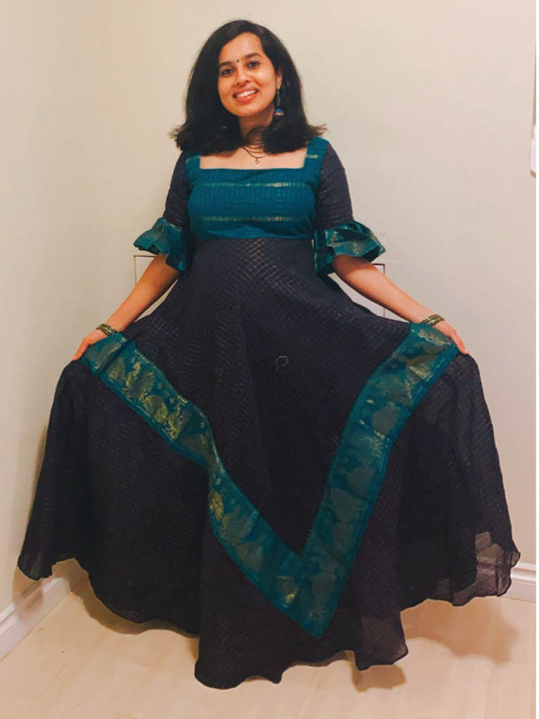 Madurai Sungudi Maxi Dress - Nevy Blue