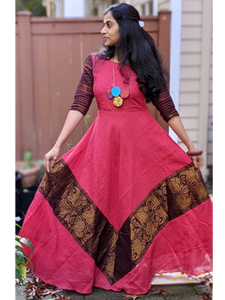 Madurai Sungudi Maxii Dress Pink