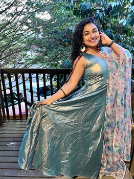 Turkish Delight Maxi Dress with Dupatta Sky Blue