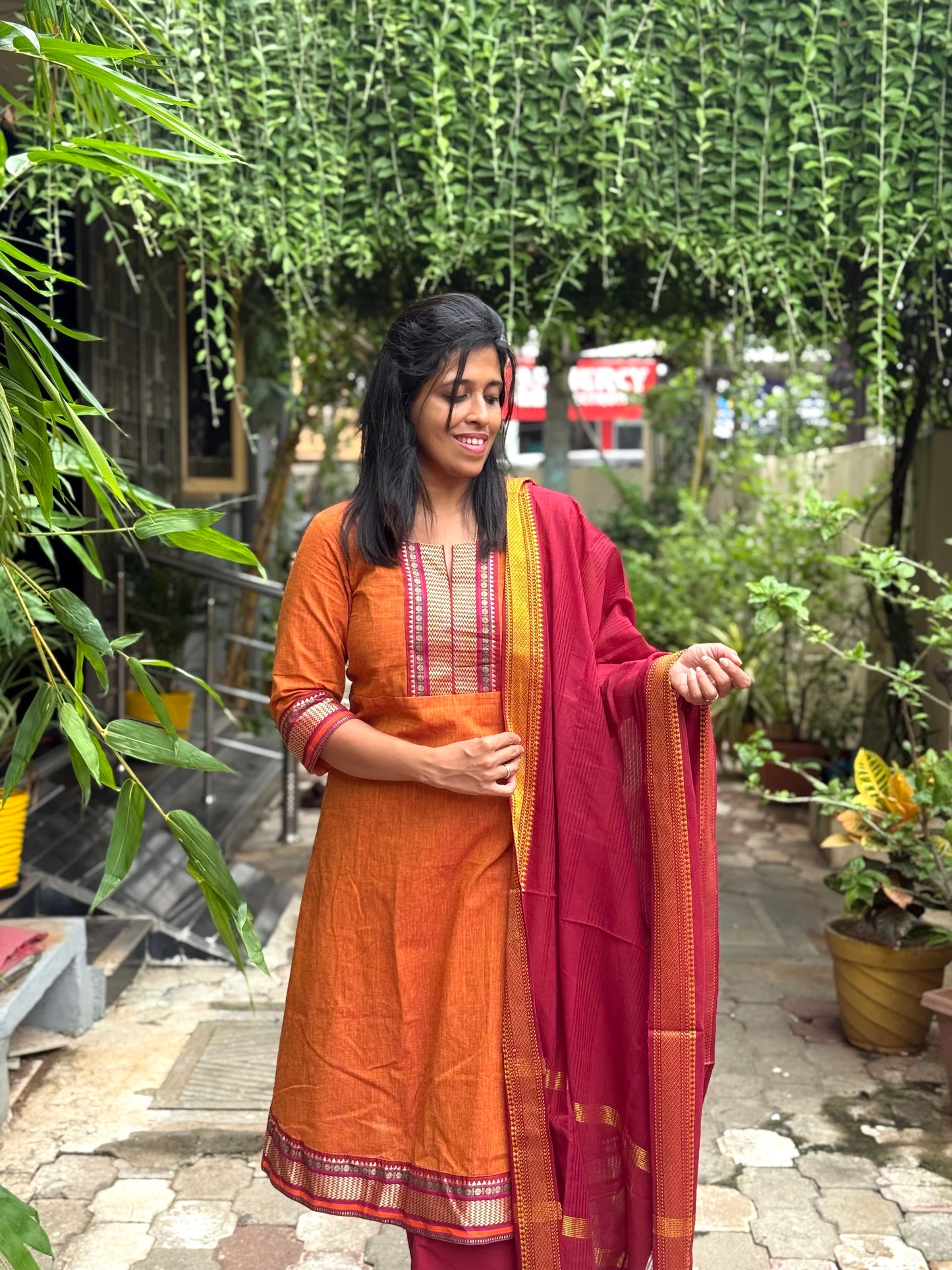 Mangalagiri Kurta Set with Dupatta