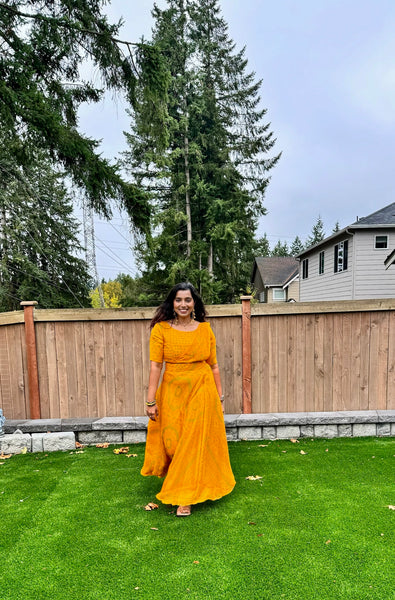 Pre draped Saree - Yellow