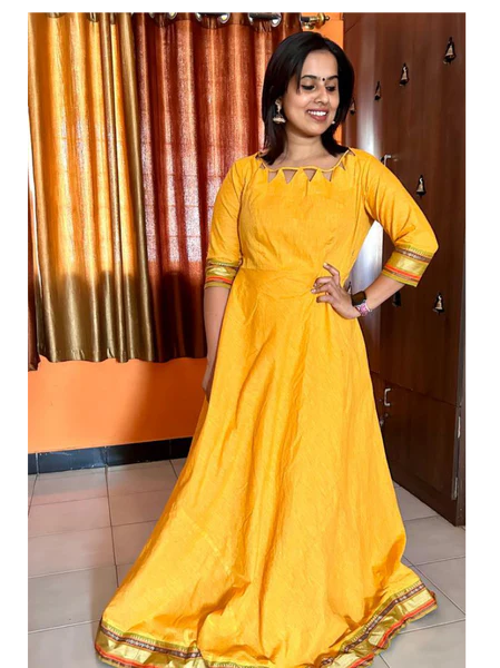 Chic Chettinad Maxi Dress - Yellow