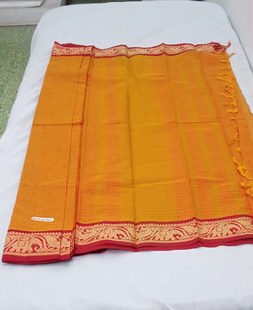 Raanchana Cotton Check Saree Orange.