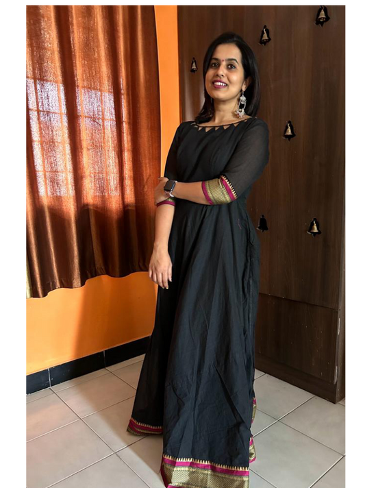 Chic Chettinad Maxi Dress -Black