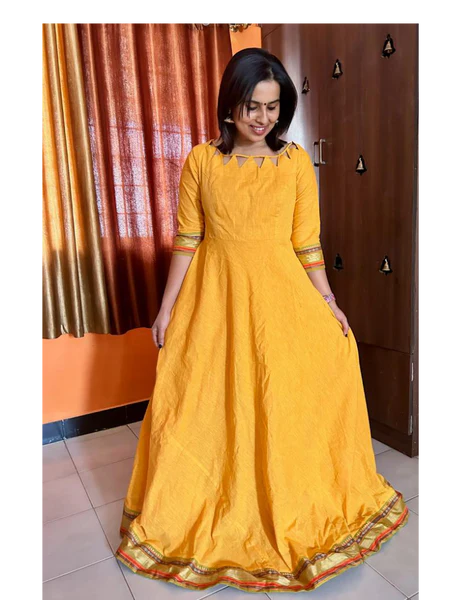 Chic Chettinad Maxi Dress - Yellow