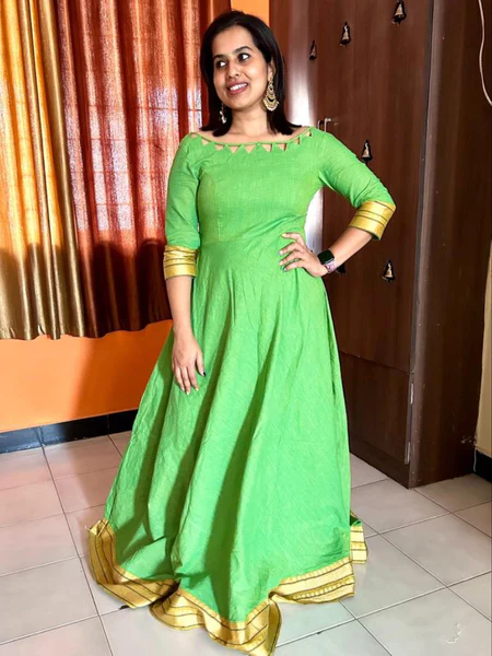 Chic Chettinad Maxi Dress - Bright Green