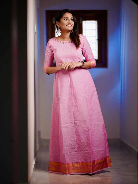 Chic Chettinad Maxi Dress - Baby pink