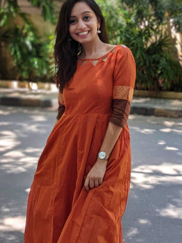Chic Chettinad Maxi Dress - Orange