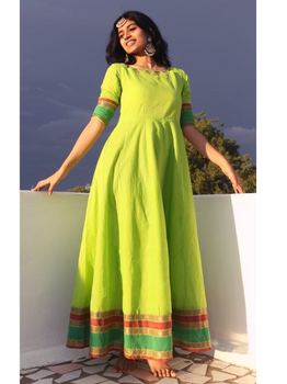 Chic Chettinad Maxi Dress - Neon Green
