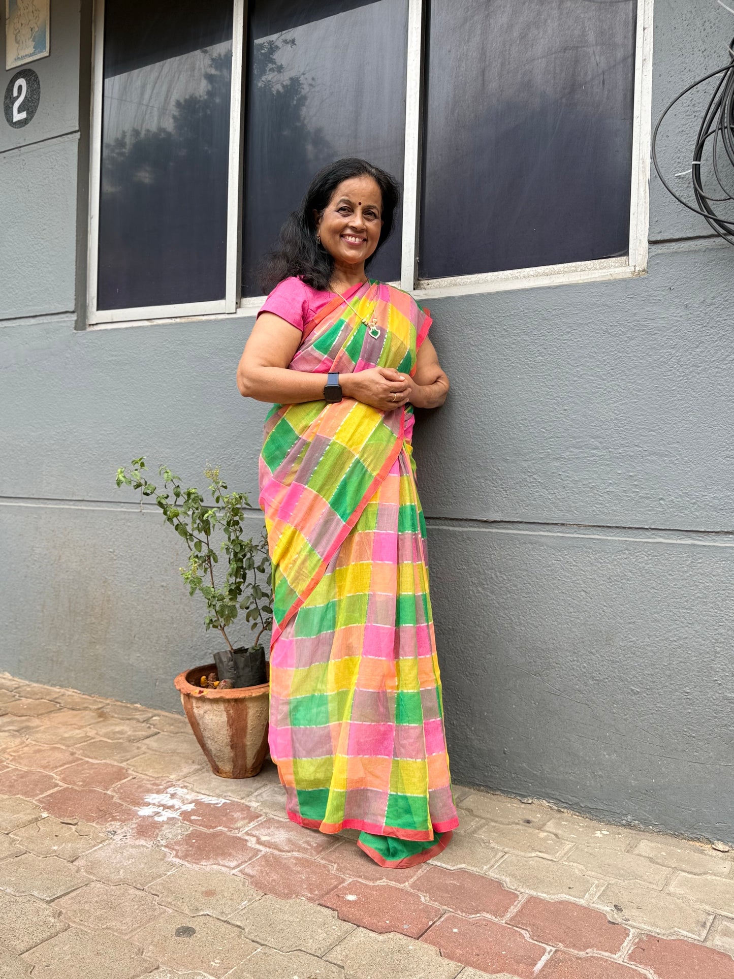 Madras Check  Palum  Pazhamum Saree