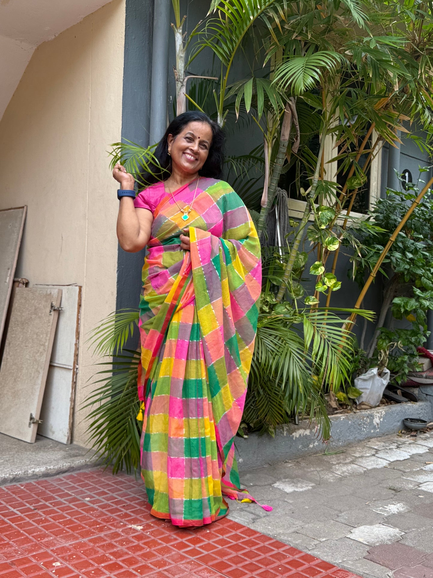 Madras Check  Palum  Pazhamum Saree
