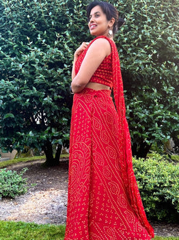 Pre draped Saree Red - Seattle Store